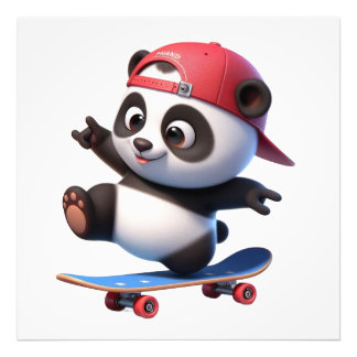 Foto Ilustração de Panda Fofinho de Skate