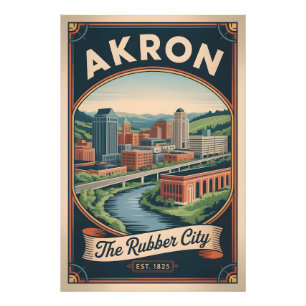 Foto Ilustração de Poster de Viagem Retro de Akron Ohio