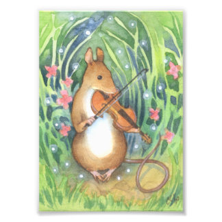 Foto Ilustração Fofa do Músico Rato Viola