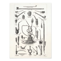 Ilustração Vintage Cigarro e Hookah Antiga