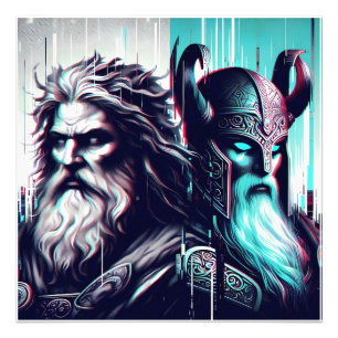 Foto image of the gods zeus and odin together