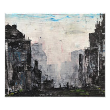 Impressão Abstrata Cidade Cinza, Cartaz de Valor e