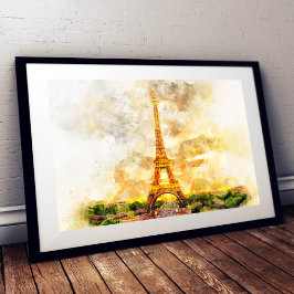 Foto Impressão artística de aquarela do pôr do sol da T