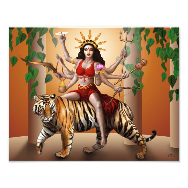 Foto Impressão da Deusa Protetora Durga, 14" x 11" (Frente)