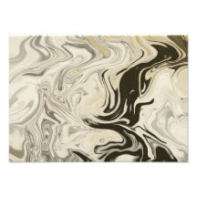 Impressão de Abstrato de arte preto e branco creme