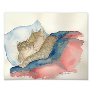 Foto Impressão de afago da arte do gatinho da mãe e d
