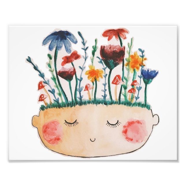 Foto Impressão de Aquarela de Filha da Flor (Frente)