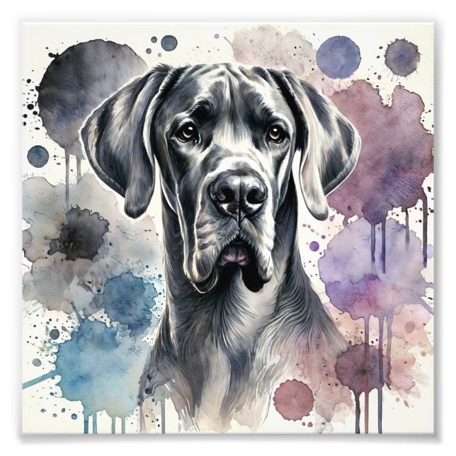 Foto Impressão de Aquarela de grande dane (Frente)