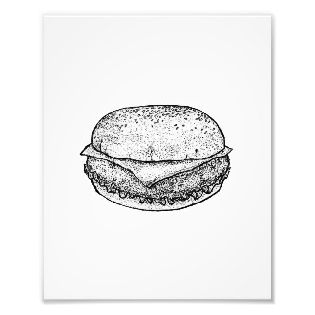 Foto Impressão de Arte de Hambúrguer com Queijo Desenha (Frente)