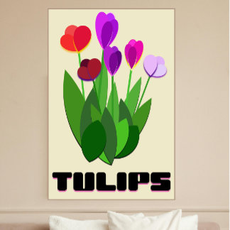 Foto Impressão de Arte de Tulipas Minimalista – Poster