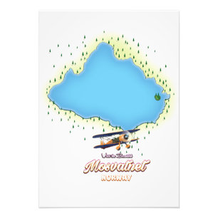 Foto Impressão de arte do mapa do lago Mosvatnet Norueg