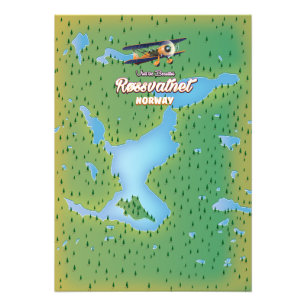 Foto Impressão de arte do mapa do lago Røssvatnet na No