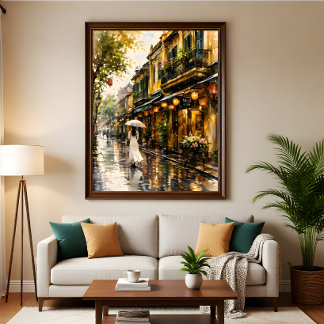 Foto Impressão de Arte em Aquarela do Antigo Bairro de 
