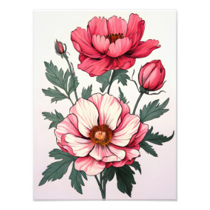 Foto Impressão de Arte Floral Exquisita - Peônias Rosa