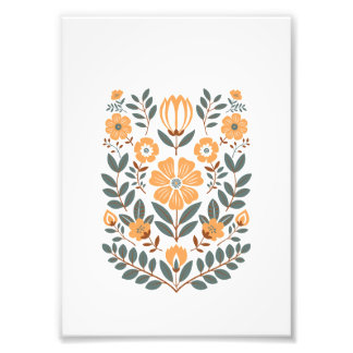 Foto Impressão de Arte Floral Folclórica para Parede, B