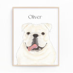 Foto Impressão de Arte para Bulldog Branco Personalizad<br><div class="desc">Estou apaixonado por esta ilustração bizarra e detalhada de aquarela de um cão-ouro branco sorridente! Personalize essas impressões de arte com seu nome ou monograma para complementar sua decoração e alterar fontes selecionando a opção "editar usando a ferramenta design" na personalização. Compre o resto da minha coleção para os mais...</div>