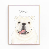 Impressão de Arte para Bulldog Branco Personalizad