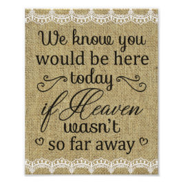 Foto Impressão de Casamento Memorial Burlap & Lace