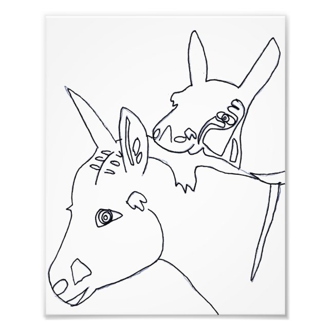 Foto Impressão de Desenho da Linha D'Vine Donkeys (Frente)