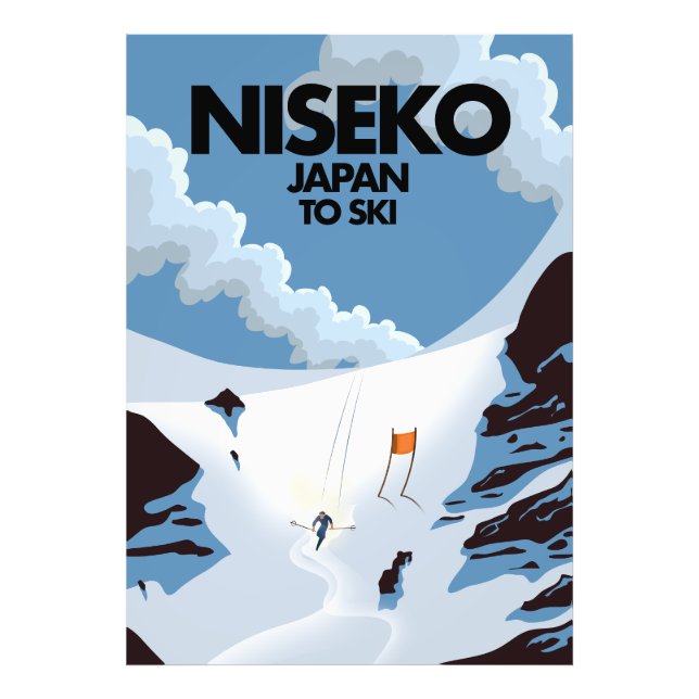 Foto Impressão de esqui Niseko Japão (Frente)