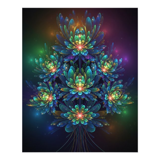 Foto Impressão de Flor Fractal Luminoso (Frente)