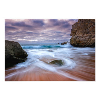 Foto Impressão de ondas de paisagem marinha com longa e