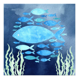 Foto Impressão De Peixes No Mar