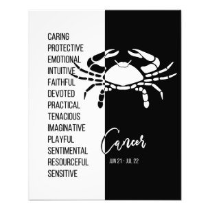 Foto Impressão de Sinal Zodiativo do cancer, Preto e B