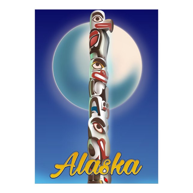 Foto Impressão de viagem do Totem Pole do Alasca (Frente)