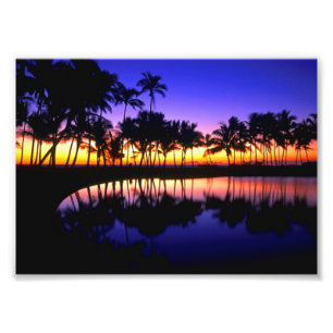 Foto Impressão Fotográfica-Pôr do Sol na Praia Tropical
