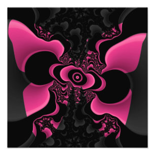 Foto Impressão Fractal de Borboleta Preta e Rosa