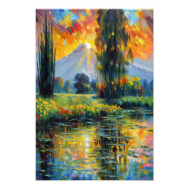 Foto Impressionismo de Paisagem Vibrante Reflexo do Pôr