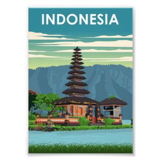 Foto Indonesia Vintage Minimal Retro Travel Poster