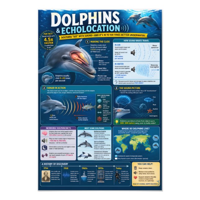Foto Infográfico de Golfinhos (Frente)