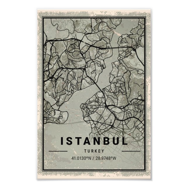 Foto Istanbul turkey map print poster canvas (Frente)