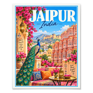 Foto Jaipur India Colorful Travel Poster