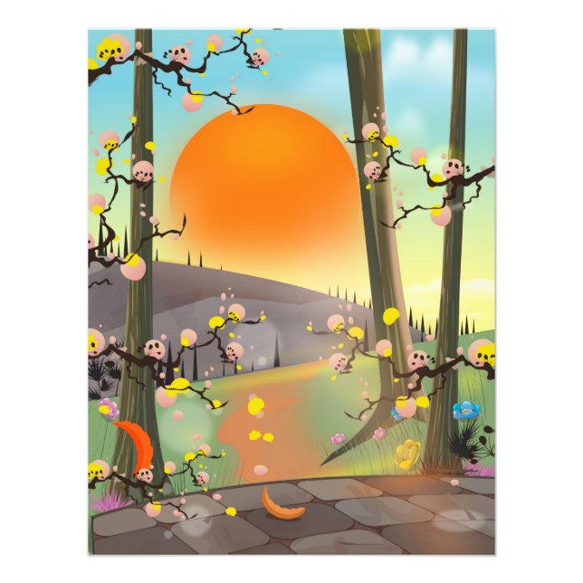 Foto Jardim do Japão durante o pôr do sol (Frente)