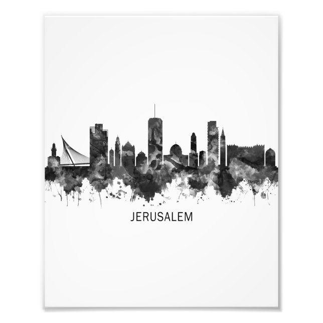 Foto Jerusalém Israel Skyline BW (Frente)