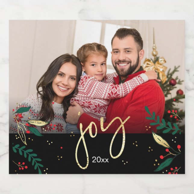 Foto: Joy Black Red Green Natal Dourado (Rótulo Único)