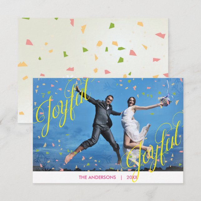 Foto Joyful Confetti - Cartão de Natal 3x5 (Frente/Verso)