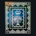 Foto Judeu Menorah Crown Faux Lace Papercut Art Impress<br><div class="desc">Mostre este impressão de arte impressionante no quadro da sua escolha. Este design de recorte de papel preto branco pode ser colocado em qualquer textura de fundo ou cor escolhida por você.</div>