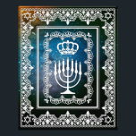 Foto Judeu Menorah Crown Faux Lace Papercut Art Impress<br><div class="desc">Mostre este impressão de arte impressionante no quadro da sua escolha. Este design de recorte de papel preto branco pode ser colocado em qualquer textura de fundo ou cor escolhida por você.</div>