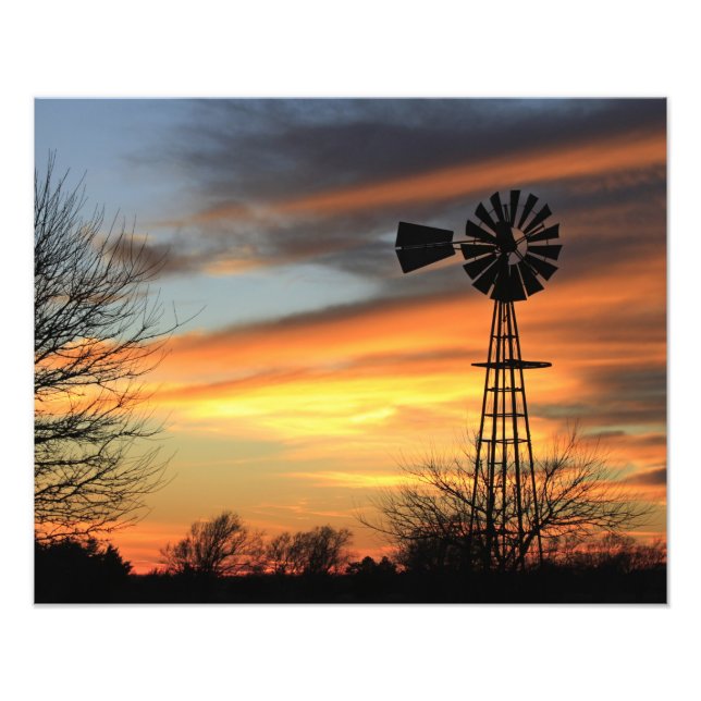 Foto Kansas Christmas 2021 Windmill Sunset (Frente)
