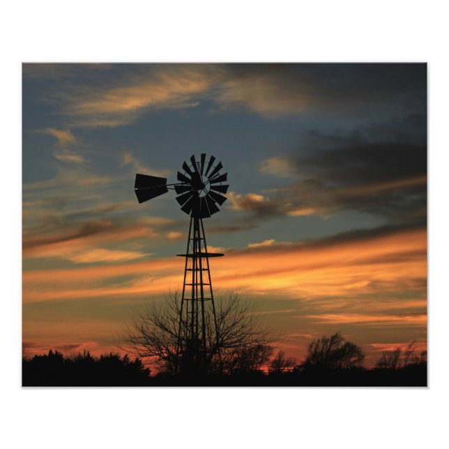 Foto Kansas Christmas 2021 Windmill Sunset (Frente)