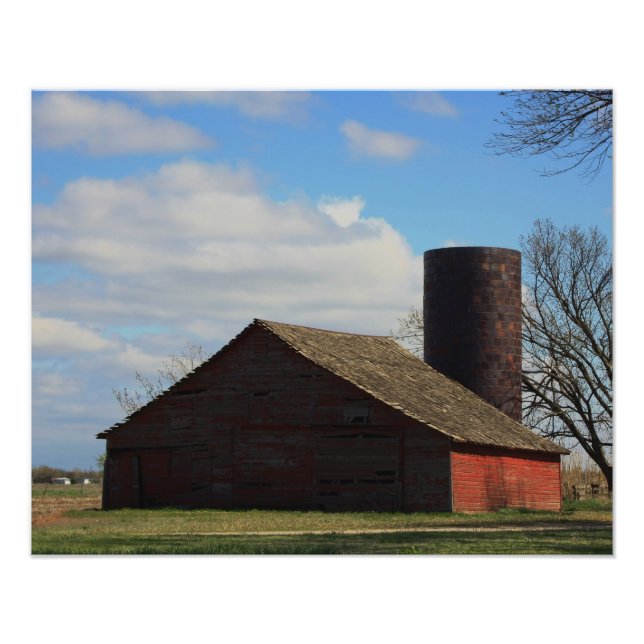 Foto Kansas Country Red Barn com céu azul (Frente)