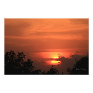 Foto Kansas Sunset com árvore e Sun Photo Alargamento