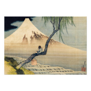 Foto Katsushika Hokusai - Menino Vivendo o Monte Fuji