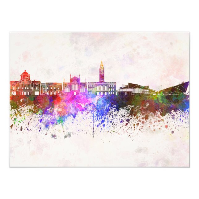 Foto Kingston Upon Hull skyline in watercolor backgroun (Frente)