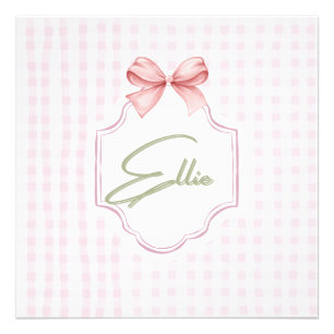 Foto Laço Rosa Personalizado Ellie & Estampa Xadrez