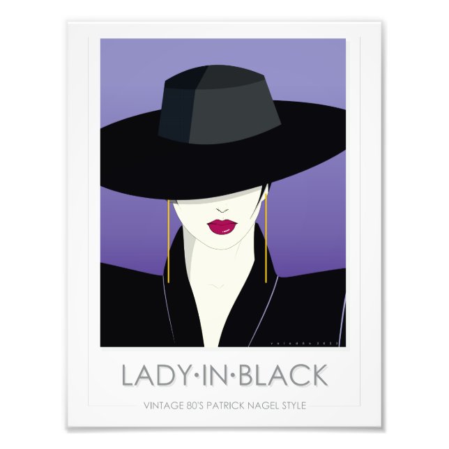 Foto Lady In Black - no estilo de Patrick Nagel (Frente)